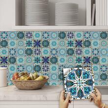 10pcs Vintage Mandala Floral Self-Adhesive Wall Stickers, Waterproof Oil-Proof Easy To Clean Removable Mosaic Wallpaper, Suitable For Old House Renovation, Home Decor, Kitchen, Bathroom, Living Room Wall Decoration, Desktop, Cabinet Door Decoration - Multicolor - View 6
