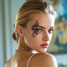 16Pcs Face Paint Stencils, Reusable PET Hollow Templates With Butterfly, Fairy, Mermaid, Unicorn Patterns, For Carnival, Halloween Party, Body Art Makeup - White - View 5