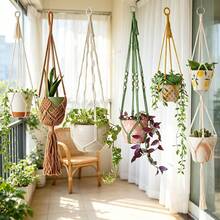 Handmade Bohemian Style Hanging Rope Planter Holder Set, Patterned Hanging Planter, Suitable For Different Size Plant Pots - Multiple Styles - View 6