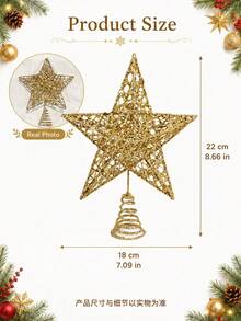 Gold Christmas Tree Top Star Decoration, Iron 3D Gold Star Hanging Ornament, Suitable For Christmas Tree Decoration, Holiday Tabletop Display, Christmas Party, Home Gathering Backdrop Arrangement And Holiday Store Window Atmosphere Decoration - A - View 7
