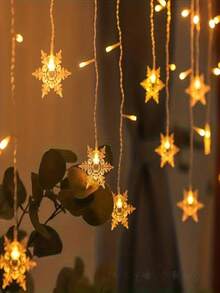 1pc Snowflake Curtain String Lights, Multi-Functional LED Decorative Lights, Suitable For Various Scenes Including Bedroom, Storefront, Window Display, Wedding, Birthday Party, Stage Event, Christmas And Home Decor - Curtain String Lights - View 13