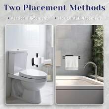1pc/2pcs/Stainless Steel Toilet Paper Holder, Self-Adhesive Wall Mount Bracket, Modern Bathroom Paper Towel Holder, Shower Towel Rack Accessory - Multicolor - View 13