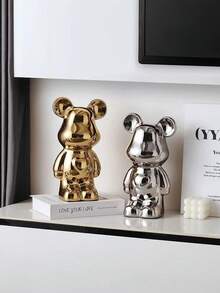 1pc Heart-Shaped Ceramic Bear, Luxury Home Decor Cartoon Teddy Bear Action Figure, High-End Ceramic Light Luxury Living Room Wine Cabinet New Soft Decoration Ornament, Exquisite Gift, Suitable For Party/Birthday/Christmas - M511 - View 11