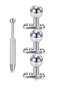 14G Dermal Set(With Tool):Anchor Tops &Base Hypoallergenic 316L Stainless Steel Dainty CZ Body Piercings Studs Punk Personalized Jewel Daily Gifts - Silver - View 13