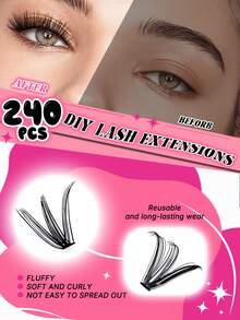 Miss Wink 240簇 30D-8-16 混長 0.05/0.07mm C/D捲度 濃密貓眼接睫毛用品 適合派對女性女孩禮物 - 黑色 - 查看 3