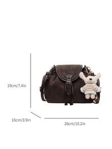 1 buah Tas Ransel Lipat Kain PU, Dapat Diubah Menjadi Tas Selempang, Cocok untuk Bepergian, Berbelanja, dll. (Dengan Gantungan) - Kopi - View 3