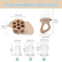 1 Set Baby Fruit Food Feeder Pacifier&1 Mini Freezer Ice Tray&3 Mesh Bags, Silicone Container Breastmilk Popsicle Molds For Cooling Relief - Multicolor - View 10