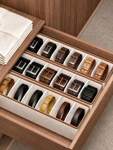 Oxford Cloth 6-Slot Belt Organizer Box, Large Capacity With Dividers, Suitable For Ties, Bow Ties And Scarves, High Capacity Multi-Functional Belt Storage Box - Multicolor - View 3