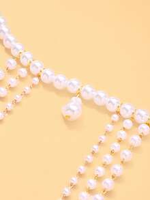 1pc Tassel Shoulder Chain, Personalized High-End Multi-Layer Pearl Body Chain, Party Accessory - Multi-story - View 6