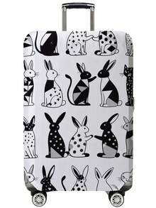 1pc Fits 18-32 Inch Suitcases Dust Cover, Rabbit Print Luggage Cover. Stretchable, Scratch-Proof & Dustproof, Stylish Decoration For Luggage - Multicolor - View 7
