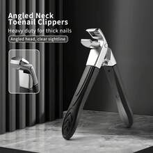 Angled Head Nail Clipper, Wide Jaw Large Opening Stainless Steel Nail Cutter, Anti-Slip Handle Precision Nail Trimmer For Thick Hard Nails, Ingrown Toenails Manicure Pedicure Tool - Black - View 4