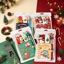 5pcs/Set, Christmas, Stationery Set, Practical Gift For Primary School Students, Classroom Activity Reward, Cross-Border Gift, High-Value Stationery - Multicolor - View 1