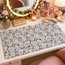 1pc Glam Shiny Rhinestone Diamond Desk Mat, Multi-Purpose Vanity Table Protector, Nail Art Mat, Large Desktop Mouse Pad For Women Bedroom & Office, S/M/L/XL - View 4