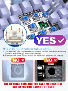 30/50/90 buah Saklar Keyboard Mekanik Biru, Batang Silang MX 3-Pin, Suara Klik yang Jelas, Cocok untuk Penggantian Keyboard Mekanik Hot-Swappable dan Upgrade DIY, Bermain Game, Mengetik, Penggunaan Kantor - View 6