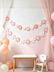 Gradient Daisy Floral Wreath Birthday Party Scene Decoration Swallowtail Bunting, 2pcs/Set 1pc/Bag - Daisy Bunting - View 5