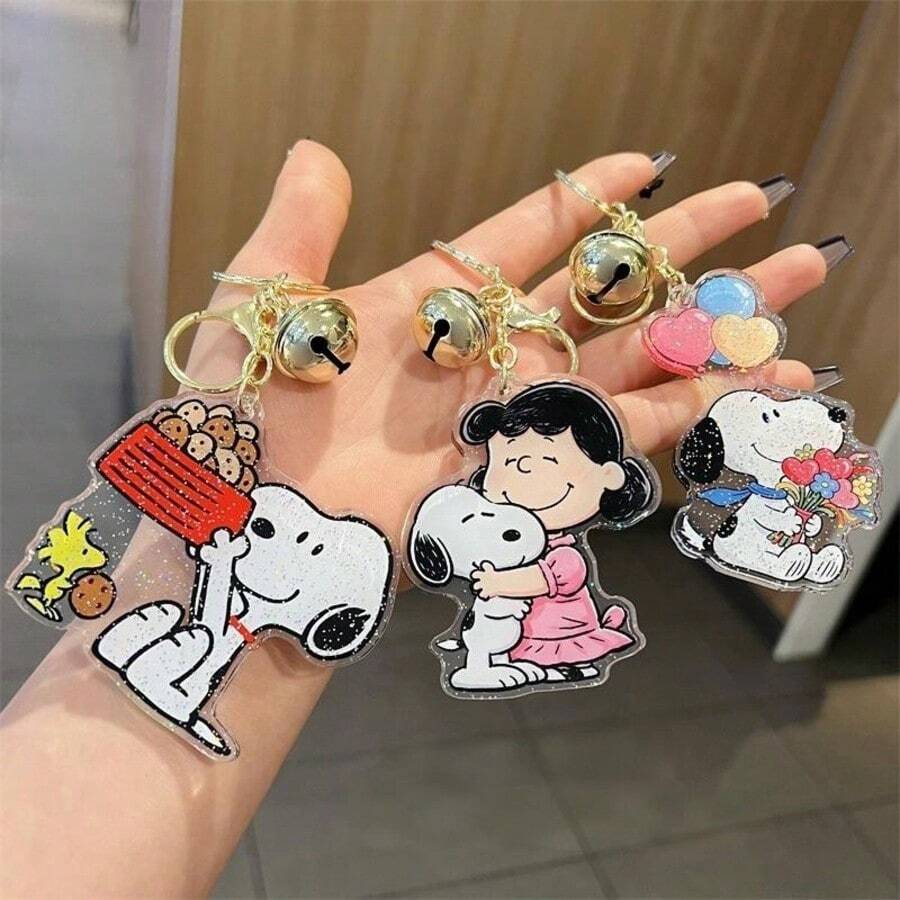 SNOOPY 1pc Creative Cartoon Acrylic Keychain, Cute Key Chain For Men And Women, Bag Charm, Stationery Accessory, Holiday Decoration, Halloween Gift (Random Style) - Multicolor - View 1