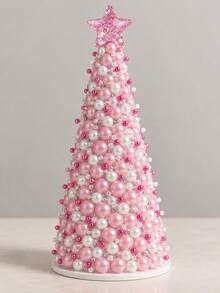 1 Set DIY Beaded Christmas Tree Craft Kit, 5 Color Options, Pearl-Effect Beads, Rhinestone Accents & Glitter Star Topper, Christmas Home Decor, Handmade Tabletop Centerpiece For Shelf & Mantel Display, Festive Party Decoration & Holiday Gifts - DIY Bead Christmas Tree - View 7