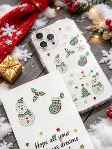 1pc Christmas Theme Rhinestone Decor Sticker Set With Tweezers, 3D Acrylic Hollow Self-Adhesive Rhinestone Stickers, Santa Claus, Christmas Tree, Snowflake, Gift Sock, Snowman, Christmas Hat, Candy Cane And More Christmas Patterns, Suitable For Phone, Water Cup, Camera, Earphone, Greeting Card, Gift Packaging, Photo Frame, Photo Album, Notebook, Aromatherapy Cup And More - one-size - View 8