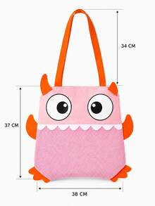 1pc Kids Beach Toy Bag, Large Foldable Mesh Tote, Pink Cute Monster Sand-Filtering Storage Bag For Beach, Pool, Bath And Indoor Toys - Pink - View 8