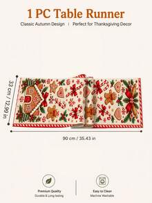 2 Styles Christmas Gingerbread House & Nutcracker Table Runner, Nutcracker Gingerbread House/Gingerbread Candy House Pattern Printed Table Runner, Christmas Dining Table Party Decoration, Long Table Runner - Multicolor - View 8