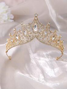 Bridal Crown Vintage Baroque Luxury Crystal Tiara Wedding Dress Headpiece Wedding Party Rhinestone Headband Marriage Gift Hairband - Gold - View 5
