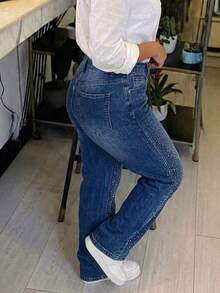 Women's Vintage Loose Straight Leg Denim Jeans - Dark Wash - View 5