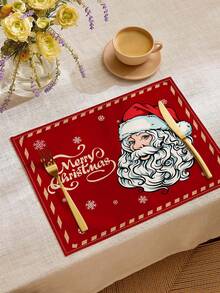 1pc Christmas Pattern Printed Linen Table Runner, Placemat, Suitable For Holiday, Party, Birthday, Dinner, Kitchen Dining Table Decoration, Shoe Cabinet Storage Cabinet Cover, All Season Room Decor, Home Textile Decoration Table Runner Placemat - Multicolor - View 2