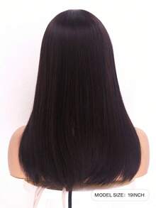 13x1 Lace Front Straight Synthetic Wig, 18 Inch Front Lace Straight Hair For Women, Black Brown Middle Part Heat Resistant Wig, Suitable For Daily And Party Wear - Multicolor - View 4