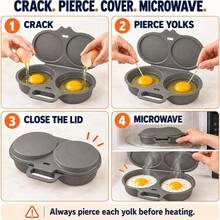 1/2pcs Microwave Egg Cooker, 2-Cup Capacity With Lid Egg Cooking Device, Quick Breakfast Egg Boiling Tray, Home Kitchen Grade Egg Maker Mold, Portable Egg Pre-Cooker With Handle And Lid, Easy Egg Pre-Cooking. Suitable For Making Tender Pre-Cooked Eggs, Convenient For Carrying, Home Decor, Bedroom Decor, Personalized Gift, Gift Box, Room Decor, Bedroom Decor - Multicolor - View 3
