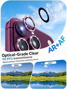 3pcs Wine Red Glitter Camera Lens Protectors Compatible With Iphone 18 Pro Max/18 Pro – Sparkling Aluminum Alloy Rings, HD Clear Covers, Scratch-Resistant, Full Lens Protection, Slim Fit, Easy Installation, Case-Friendly - Burgundy - View 3
