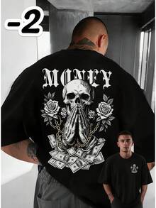 Zrgoth Men's Casual Short-Sleeve Shirt With Versatile Design And Simple Money-Themed Print. - Black - View 1