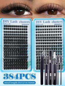 384pcs Single Eyelash Extensions, Eyelash Tray, Cluster False Eyelashes, DIY Home Eyelash Extensions, Cluster False Eyelashes, Single False Eyelashes, False Eyelashes, Natural Eyelashes Vs Thick Eyelashes, Aesthetic - Multicolor - View 12