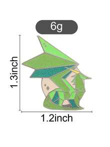 1 Pc Glitter Green Geometric Origami Pterosaur Enamel Pin, Polygon Winged Dinosaur Lapel Brooch For Backpack Jacket Clothing Decoration Gift - Multicolor - View 10