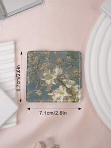 1PC Oil Painting Pastoral Series Portable Vanity Mirror, Foldable Lightweight Ultra-Thin Convenient Hand Mirror, PU Leather, Suitable For Multiple Scenarios And All People, Foldable Small Square Mirror, Pocket Mirror, Fresh Floral Lily Lotus Carnation Printed Pattern Design, Exquisite Handheld 180° Flip Cover Multi-Function Mini Mirror - Multicolor - View 4