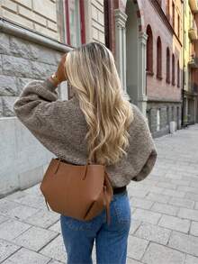 Women's Casual Cute Y2K Style Ribbed Cropped Minimalist Knit Cardigan Sweater, Suitable For Spring And Autumn Outfits, Back To School, Dates, Holidays, Long Sleeve Design - Maroon - View 7