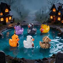 1/10/20/50pcs Mini Halloween Duck Figurines, Pumpkin & Grim Reaper Skeleton Mini Statues, Halloween Party Favors, Classroom Rewards, Desktop, Car Window Micro Landscape Decor - A - View 5