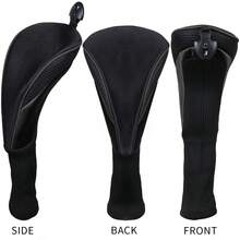 HOW TRUE 3 cái bọc đầu gậy golf, bọc gậy gỗ, mũ bảo vệ gậy golf, bọc gậy golf - màu đen - Xem 5