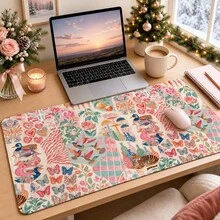 1 buah Alas Meja Kolase Bunga dan Hewan Boho Vintage, Pelindung Meja Rias Serbaguna, Alas Seni Kuku, Alas Mouse Desktop Besar untuk Wanita, Kamar Tidur & Kantor, S/M/L/XL - View 4