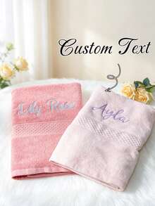 客製化刺繡臉巾，多色刺繡姓名，適合睡衣派對、浴室、SPA、伴娘禮物、婚禮禮物、情人禮物、派對小禮、飯店客製化，柔軟吸水臉巾送給朋友 - 彩色 - 查看 5