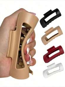 2/4pcs Silicone Hair Clips, Soft Anti-Collision Protection Hollow Rectangular Claw Clips, Strong Non-Slip Grip, Suitable For Women With Thick Hair Daily Hairstyles - Multicolor - View 1