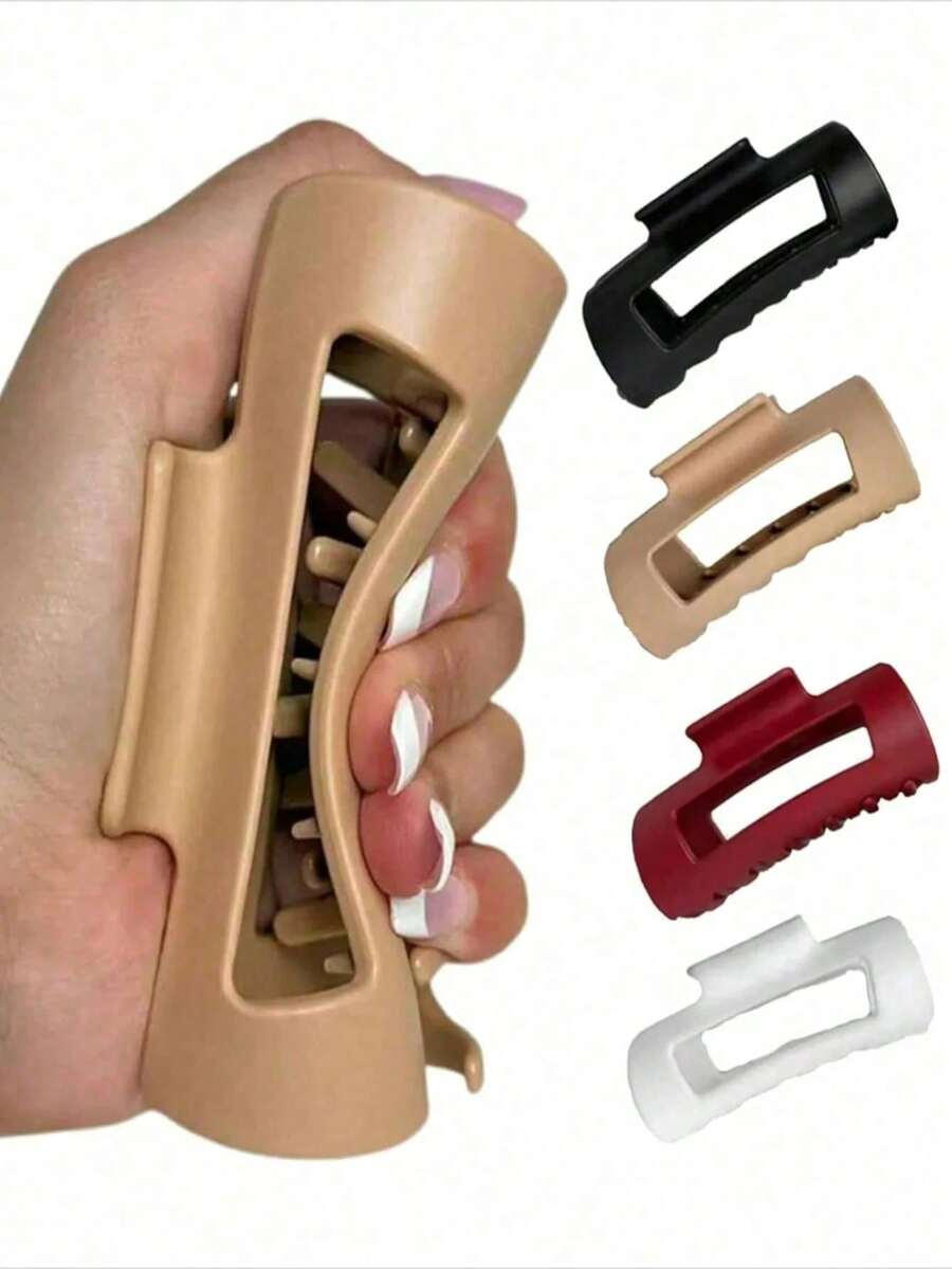 2/4pcs Silicone Hair Clips, Soft Anti-Collision Protection Hollow Rectangular Claw Clips, Strong Non-Slip Grip, Suitable For Women With Thick Hair Daily Hairstyles - Multicolor - View 1