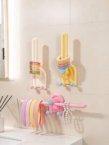 1pc/8pcs No-Drill Suction Cup Hair Accessory Storage Rack, Dopamine Macaron Color Star-Shaped Decorative Wall-Mounted Multi-Function Hair Tie & Headband Organizer, Detachable Wall Hook Display Rack For Girls' Daily Use - Multicolor - View 2