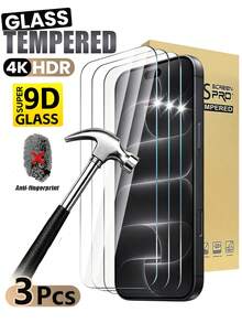 (3 Packs) Clear Screen Protector Compatible With Iphone 18 Pro Max, 18 Pro Duo, 17 Pro Max, 17, 17 Pro, 16 Pro Max, 16, 16 Pro, 16 Plus, 15 Pro Max, 15, 15 Pro, 15 Plus, 14, 13, 12, And 11 Pro Max; Features 9H Tempered Glass, HD Clarity, Scratch Resistance, And Bubble-Free Application; Case-Friendly Design. - Clear - View 1