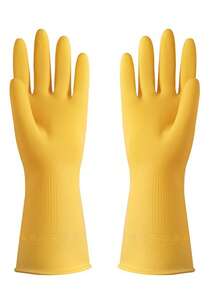 1 Pair Durable Yellow Rubber Household Cleaning Gloves, Waterproof Dishwashing Gloves, Non-Slip Kitchen Gloves, Reusable And Hand Protection, Suitable For Cleaning, Gardening And Multi-Purpose Use - Rubber Gloves - View 12