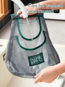 Hanging Mesh Storage Bag With Hook, Fiber Vegetable Storage Bag (Single Pocket/Double Pocket Optional), Reusable, Suitable For Kitchen Fruit, Onion, Garlic And Vegetable Breathable Shopping Storage Tote Bag, Christmas Gift - Double-layer Mesh Bag - View 7