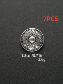 7pcs Vintage Engraved Round Metal Hand Sew Buttons, Embossed Pattern Decorative Sewing Buttons For Suit Coat Jacket Garment DIY Accessories - Multicolor - View 26