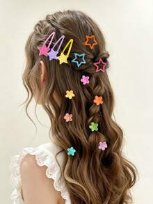 60/30Pcs Girls Hair Accessories Set, Star BB Clips & Mini Flower Hair Clips, Cute Hair Barrettes For Girls Daily Wear, Gift For Girls - Multicolor - View 3