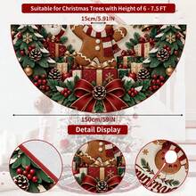 1pc Gingerbread Man & Santa Claus Pattern Christmas Tree Skirt, Elegant Color Holiday Decor, 5 Sizes, Unisex Holiday Gift, Suitable For Home And Party Christmas Home Decoration - Gingerbread Man Santa Claus - View 9