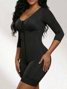 1pc Women's High Compression Shapewear, Colombian Jumpsuit, Tummy Control Shaping Pants, Flat Belly Waist Trainer, Abdominal Control Shapewear - Black - View 10