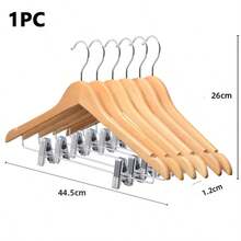 Wooden Hanger Set With Adjustable Metal Clips, 360° Rotating Hook, Non-Slip Shoulder Grooves, Suitable For Jackets, Suits, Coats, Pants And Skirts, Bedroom Closet Storage, Winter Storage - Multicolor - View 14